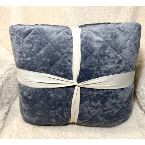 Full/Queen Luxe Diamond Stitch Velvet Quilt Slate Blue - Threshold NEW - Picture 5 of 5
